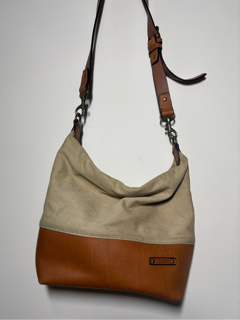 L.L. Bean New Meadows Canvas Leather Crossbody Bag